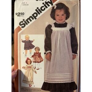 Vintage 1983 Simplicity Toddler Sewing Pattern 6184 Size 4T Uncut Dress Pinafore
